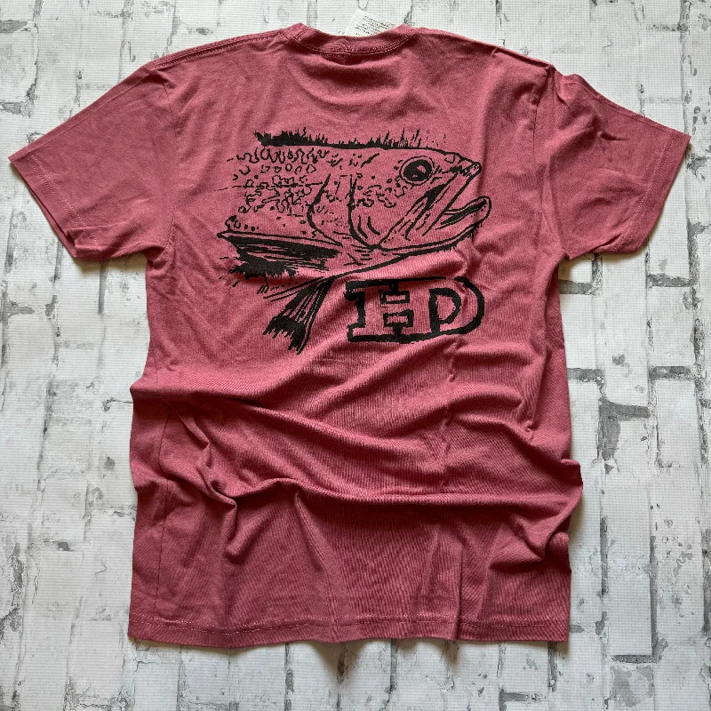 Hammer Down “Trout” Short Sleeve T-shirt - Red Embroidered Appliqued Beaded