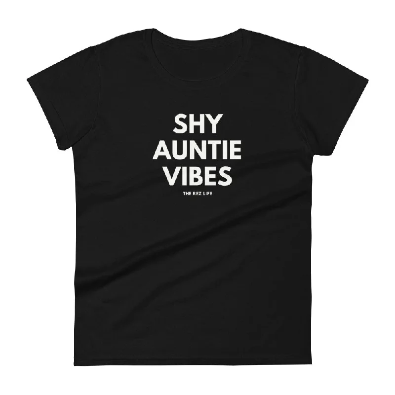 Hand Covering Mouth - Shy Auntie Vibes Women's Tee Zippered Front Buttoned Front Snap Front Hand Covering Mouth - Shy Auntie Vibes Women's Tee Zippered Front Buttoned Front Snap Front
