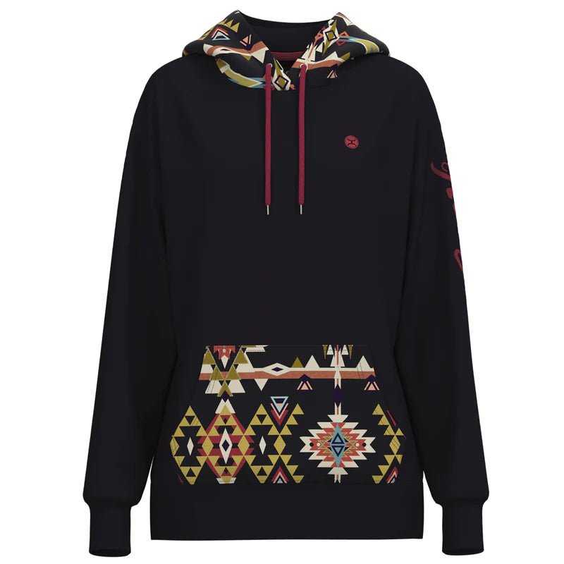 Hooey "Summit" Navy/ Multi- Aztec Hoody Hoodie with Front Slit Layering Stylish