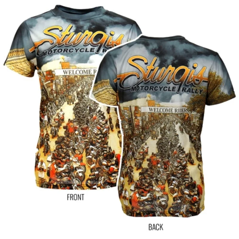 Hot Leathers Ladies Sturgis Main Street Sublimation T-Shirt Front Pockets Side Pockets Patch Pockets