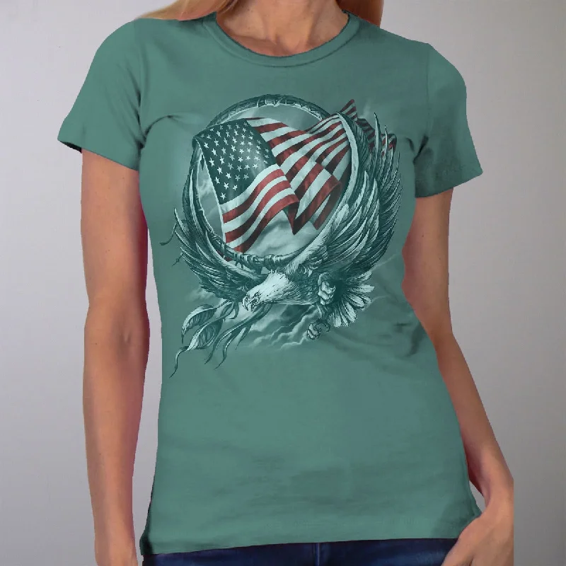 Hot Leathers Women's Hoop Eagle T-Shirt Handmade Hand-knitted Hand-woven