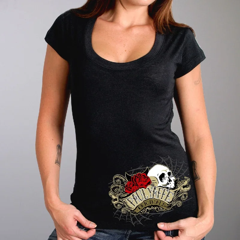 Hot Leathers Women's Official Paul Yaffe's Bagger Nation Skull Banner Double Sided T-Shirt Jersey Fabric Tulle Fabric Batik Fabric