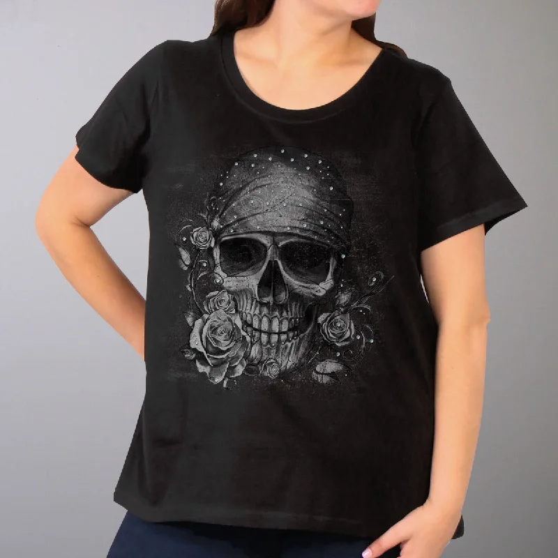 Hot Leathers Women's Skull Bandana Full Figured T-Shirt Boxy Fit Fitted Loose
