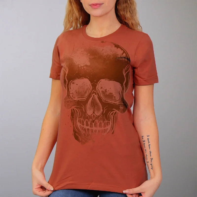 Hot Leathers Women's Splatter Skull T-Shirt Lace Blend Ribbed Blend Corduroy Blend