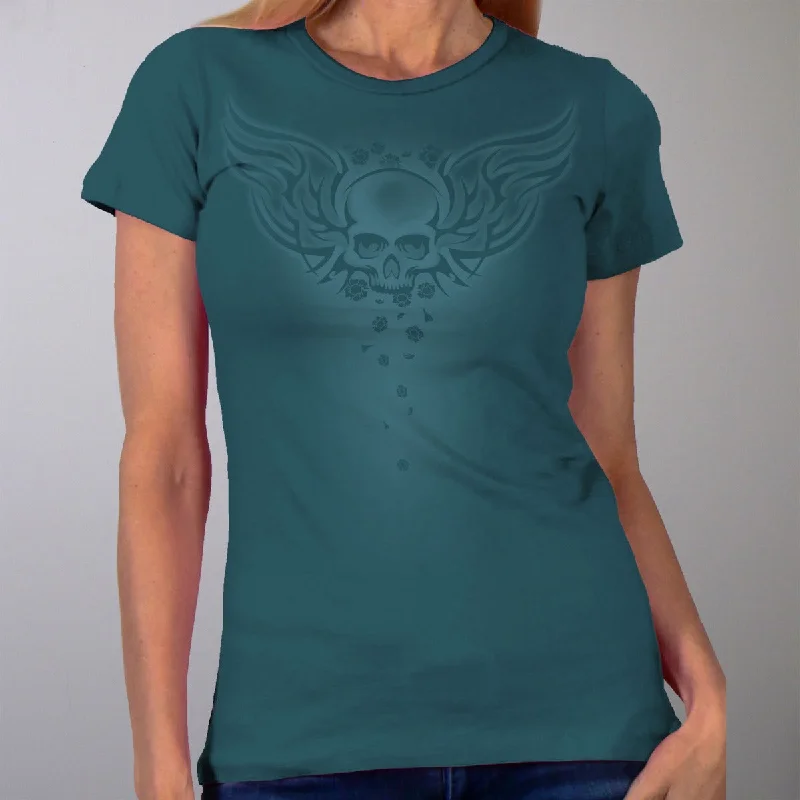 Hot Leathers Women's Tribal Ride T-Shirt Spandex Blend Rayon Blend Denim Blend