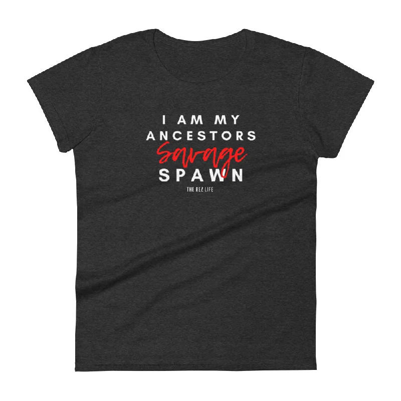 I Am My Ancestors Savage Spawn Women's Tee Print Jacquard Patchwork
