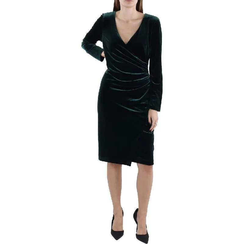 Lauren Ralph Lauren Womens Velvet Knee-Length Cocktail And Party Dress Tunics Stylish elegant