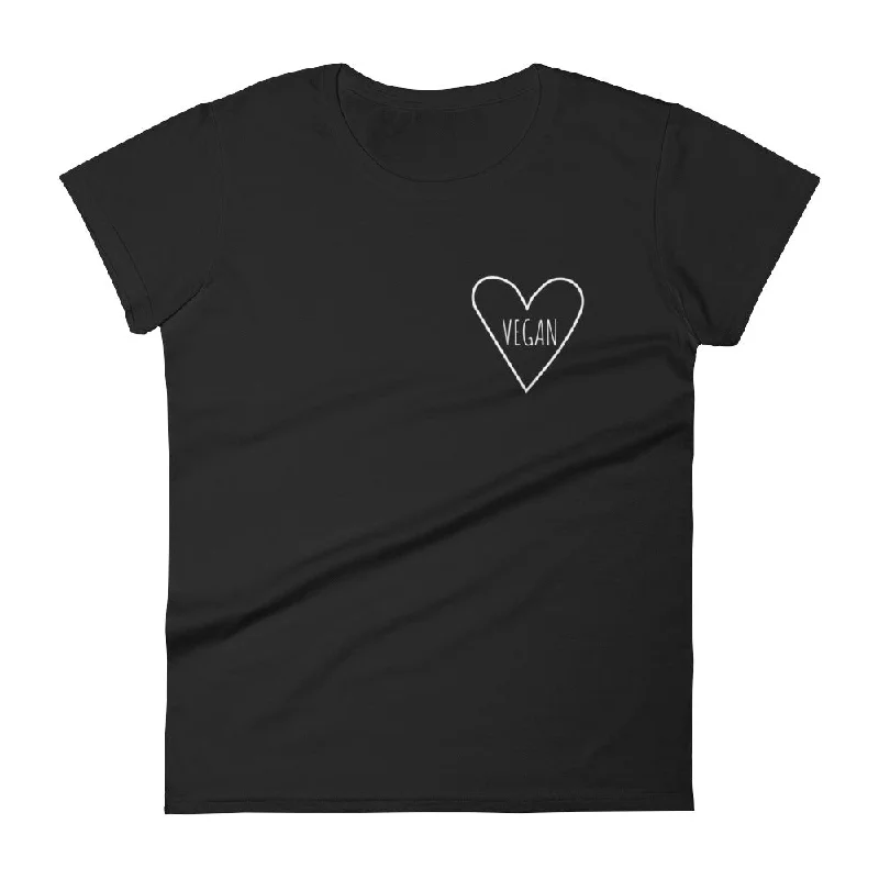 Love Vegan Heart: Black Ladies T-Shirt Rayon Fabric Velvet Fabric Corduroy Fabric