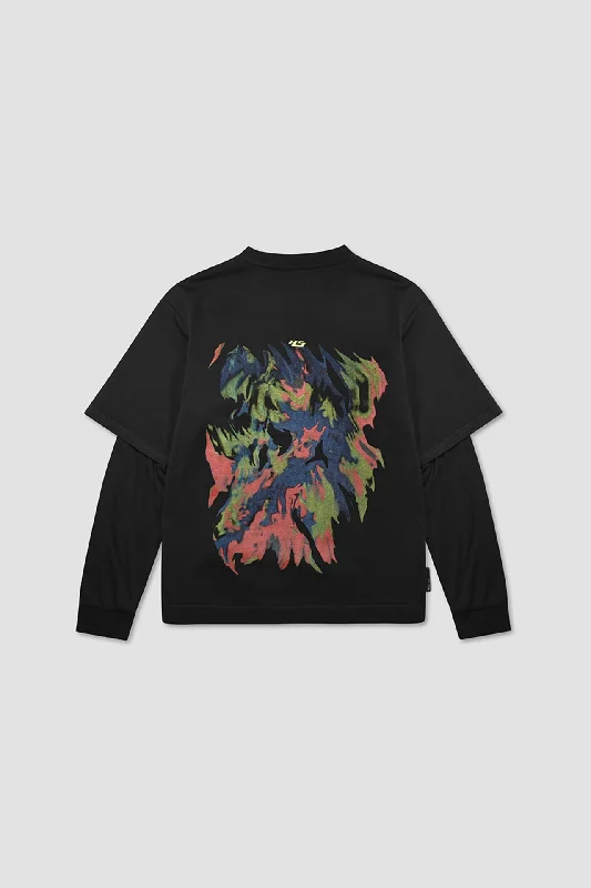 LS Double Tee Bleached Flame Unisex Lace Blend Ribbed Blend Corduroy Blend