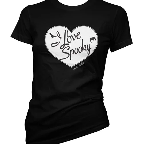 Lucky Hellcat I Love Spooky Women's T-Shirt Chenille Brocade Lace