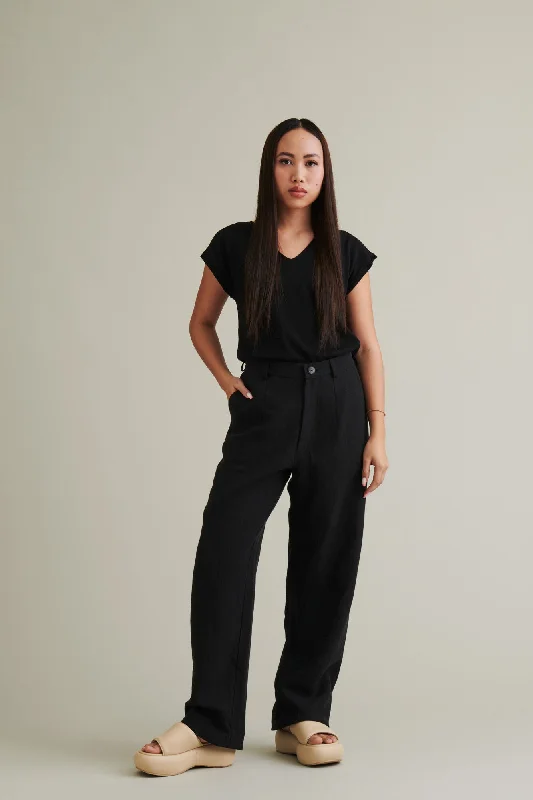 Karby Silk-Cotton T-Shirt Black Spandex Blend Rayon Blend Denim Blend