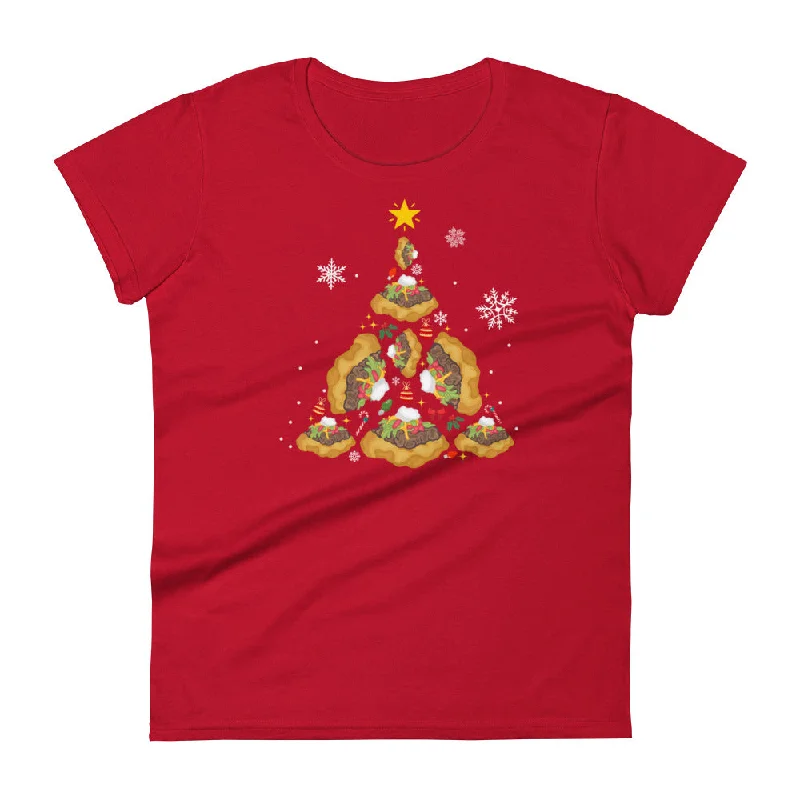 Oh Taco Christmas Tree Women's Tee Hooded Caped Shawl Collar
