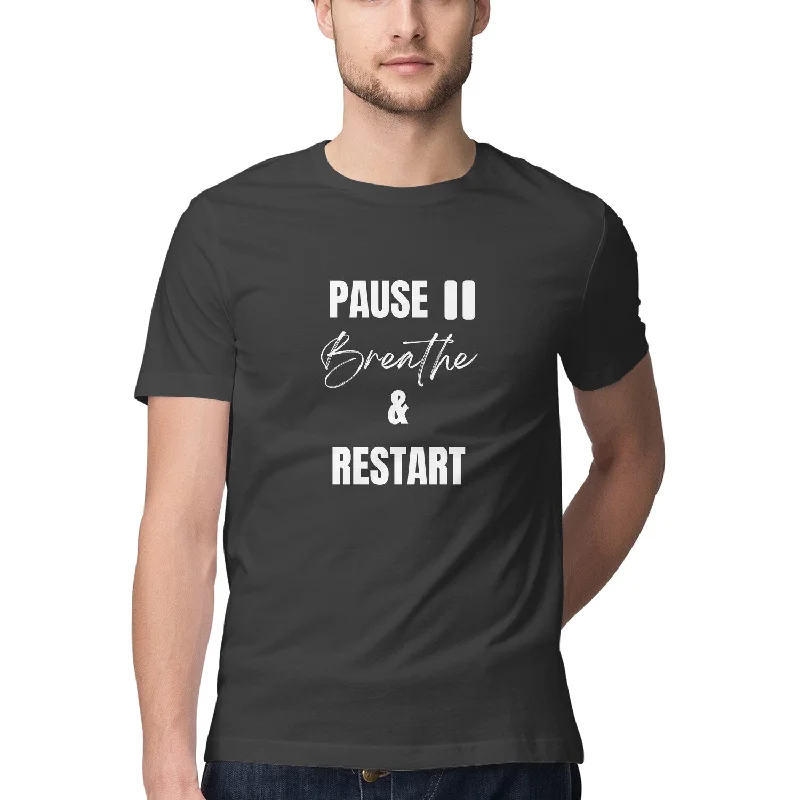 Pause - Unisex T-shirt Denim Fabric Leather Fabric Suede Fabric