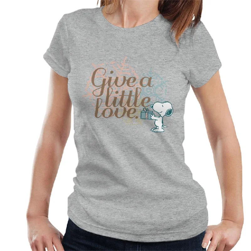Peanuts Snoopy Give A Little Love Women's T-Shirt Houndstooth Herringbone Solid