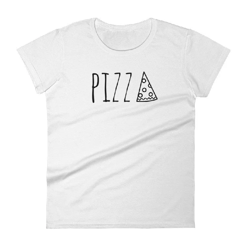 Pizza: White Ladies T-Shirt Fitted T-Shirt Seamless Stretchy