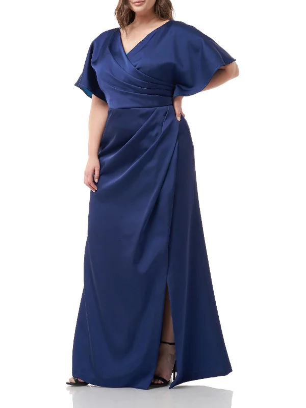 Plus Womens Satin Pleated Evening Dress Tunics Handmade artisanal