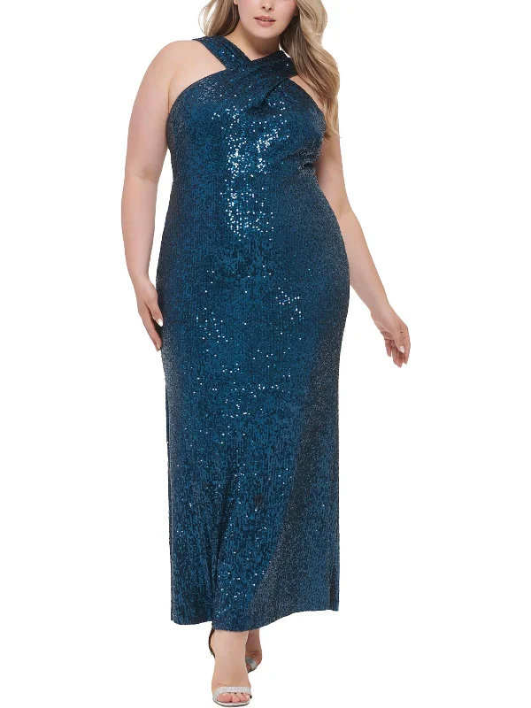 Plus Womens Sequined Maxi Evening Dress Tunics Top rated