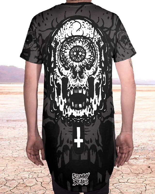 Bloody Grey Popsiskull Long Tee Front Pockets Side Pockets Patch Pockets