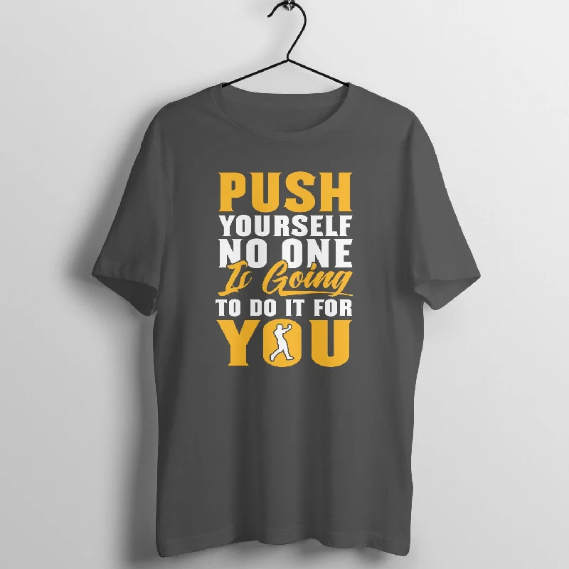 Push Yourself - Unisex t-shirt V-Neck T-Shirt Long Sleeve Cotton