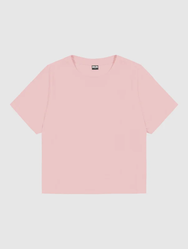 Cropped T-Shirt Misty Rose Chenille Blend Fleece Blend Nylon Blend