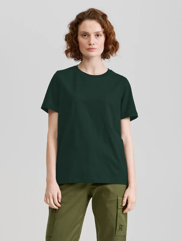Women's T-Shirt Dark Green Terry Blend Velvet Blend Canvas Blend