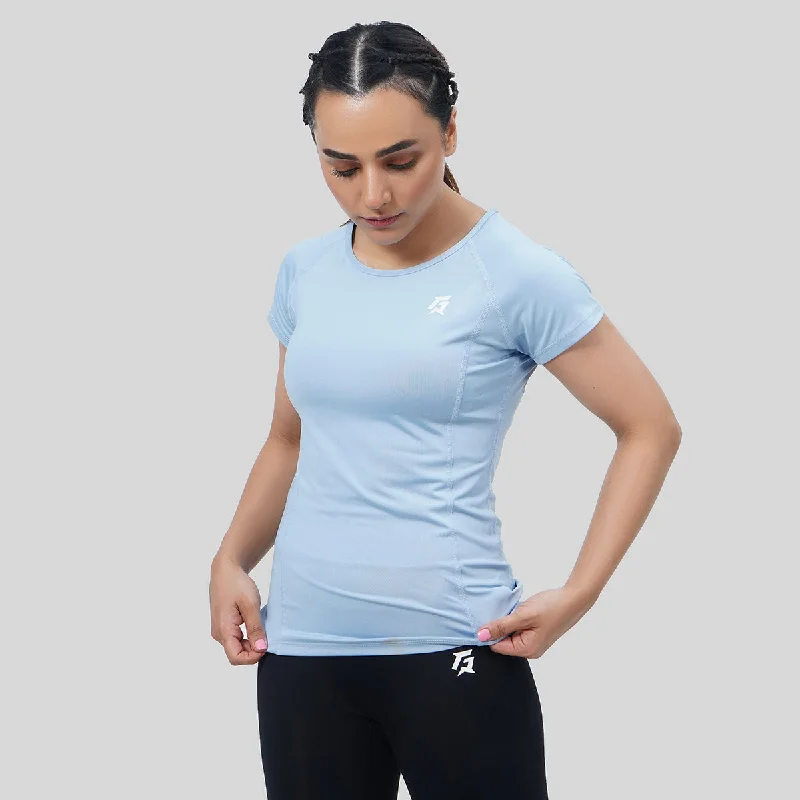 Rear Mesh Tee (Blue) Boxy Fit Fitted Loose