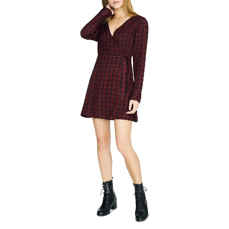 Sanctuary Womens Upbeat Faux Wrap Plaid Cocktail And Party Dress Tunics Velvet soft