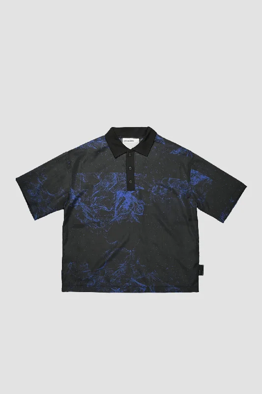 Sheer Black Sea Polo Tee Unisex Zippered Front Buttoned Front Snap Front