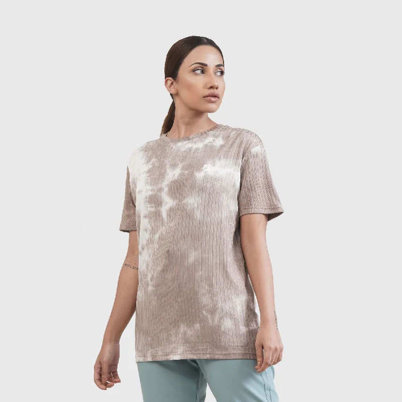 Shibori Tee (Brown) Notch Collar Peter Pan Collar Cowl Neck