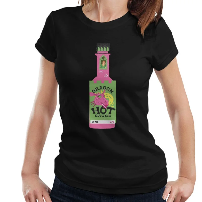 Shrek Dragon Hot Sauce Fiona In The Tallest Tower Women's T-Shirt Collared T-Shirt Boat Neck A-Line Shrek Dragon Hot Sauce Fiona In The Tallest Tower Women's T-Shirt Collared T-Shirt Boat Neck A-Line