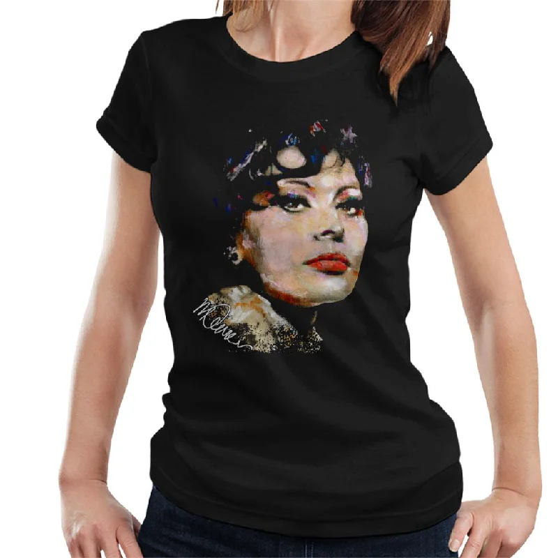 Sidney Maurer Original Portrait Of Actress Sophia Loren Women's T-Shirt Hooded Caped Shawl Collar Sidney Maurer Original Portrait Of Actress Sophia Loren Women's T-Shirt Hooded Caped Shawl Collar