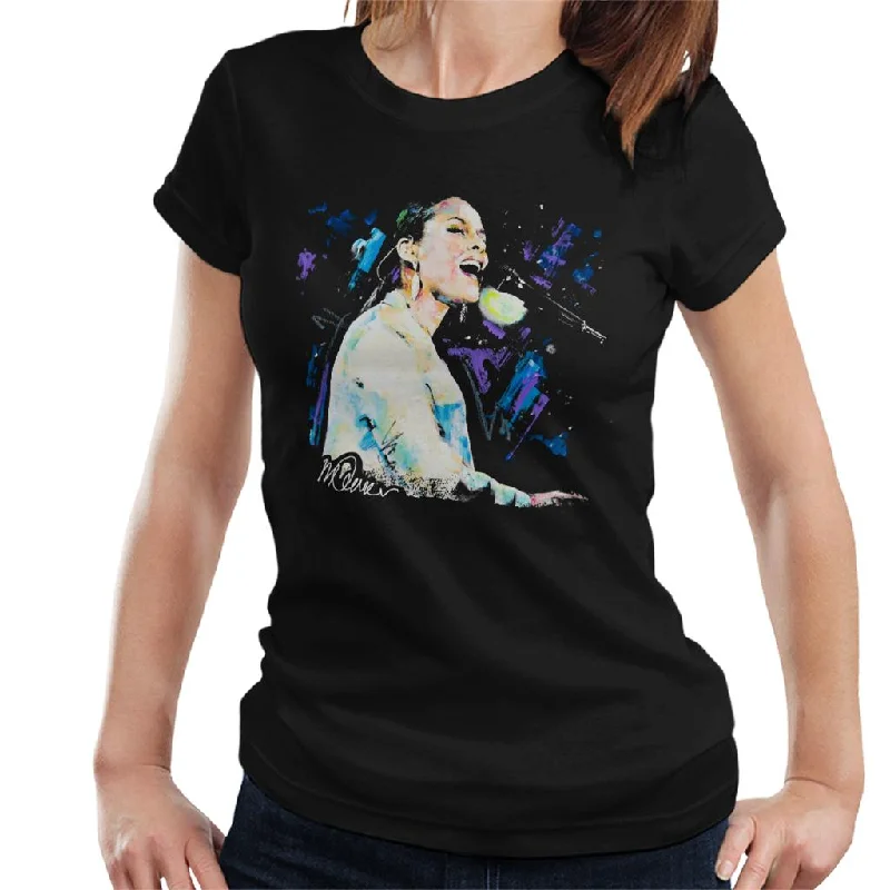 Sidney Maurer Original Portrait Of Alicia Keys Women's T-Shirt Faux Fur Fabric Real Fur Fabric Shearling Fabric Sidney Maurer Original Portrait Of Alicia Keys Women's T-Shirt Faux Fur Fabric Real Fur Fabric Shearling Fabric