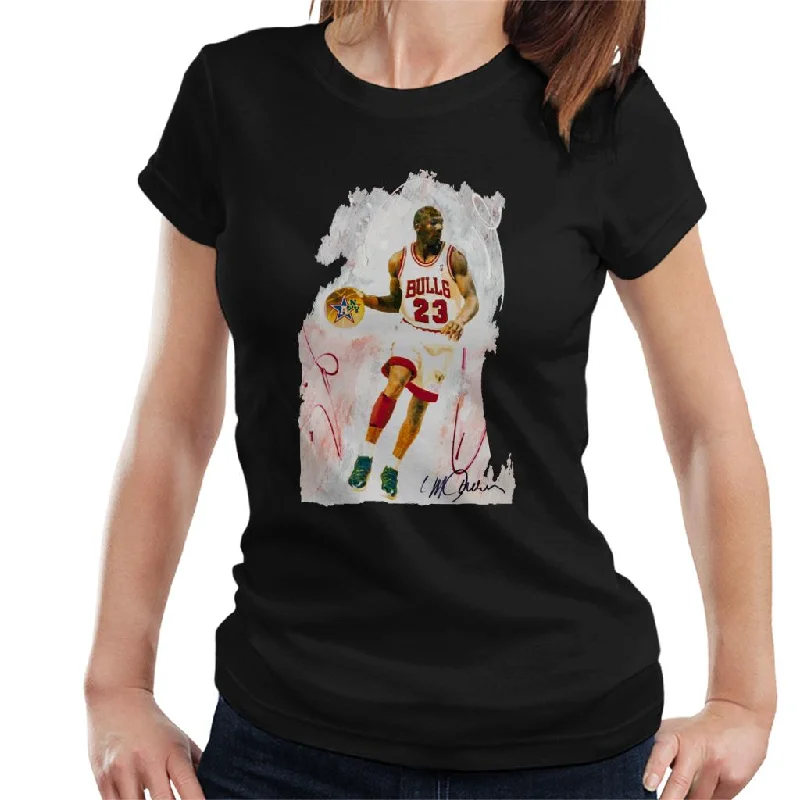 Sidney Maurer Original Portrait Of Basketball Star Michael Jordan Women's T-Shirt Houndstooth Herringbone Solid Sidney Maurer Original Portrait Of Basketball Star Michael Jordan Women's T-Shirt Houndstooth Herringbone Solid