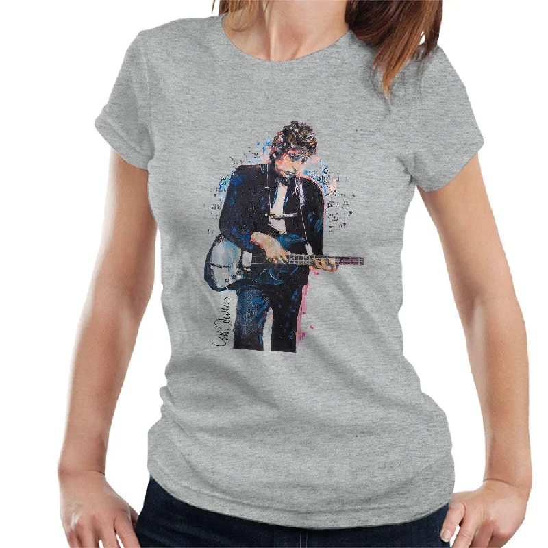 Sidney Maurer Original Portrait Of Bob Dylan On Bass Women's T-Shirt Striped Floral Plaid Sidney Maurer Original Portrait Of Bob Dylan On Bass Women's T-Shirt Striped Floral Plaid