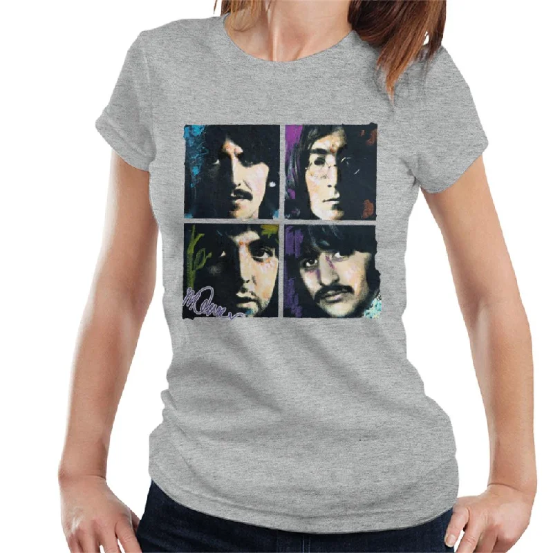 Sidney Maurer Original Portrait Of John Paul George Ringo Beatles Women's T-Shirt Satin Fabric Silk Fabric Chiffon Fabric Sidney Maurer Original Portrait Of John Paul George Ringo Beatles Women's T-Shirt Satin Fabric Silk Fabric Chiffon Fabric