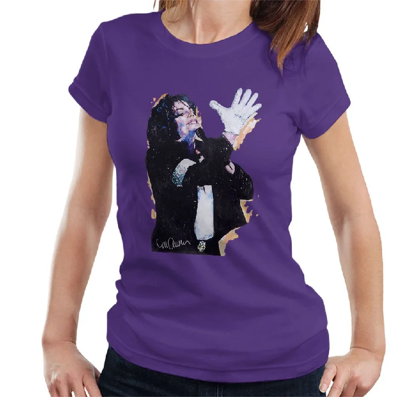 Sidney Maurer Original Portrait Of Michael Jackson White Glove Women's T-Shirt Zippered Front Buttoned Front Snap Front Sidney Maurer Original Portrait Of Michael Jackson White Glove Women's T-Shirt Zippered Front Buttoned Front Snap Front