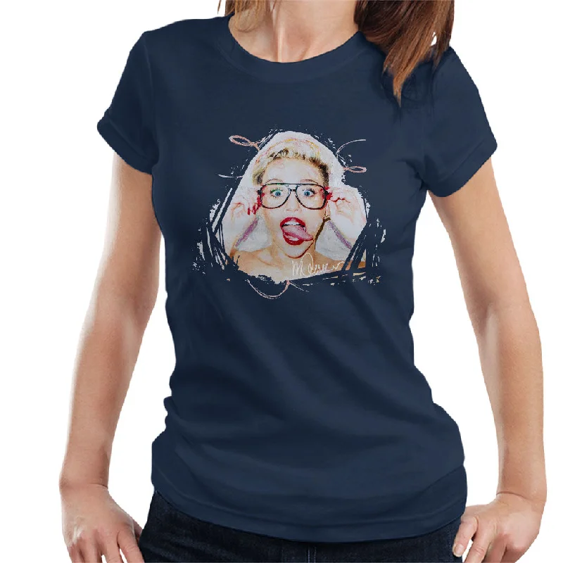 Sidney Maurer Original Portrait Of Miley Cyrus Women's T-Shirt Houndstooth Herringbone Solid Sidney Maurer Original Portrait Of Miley Cyrus Women's T-Shirt Houndstooth Herringbone Solid