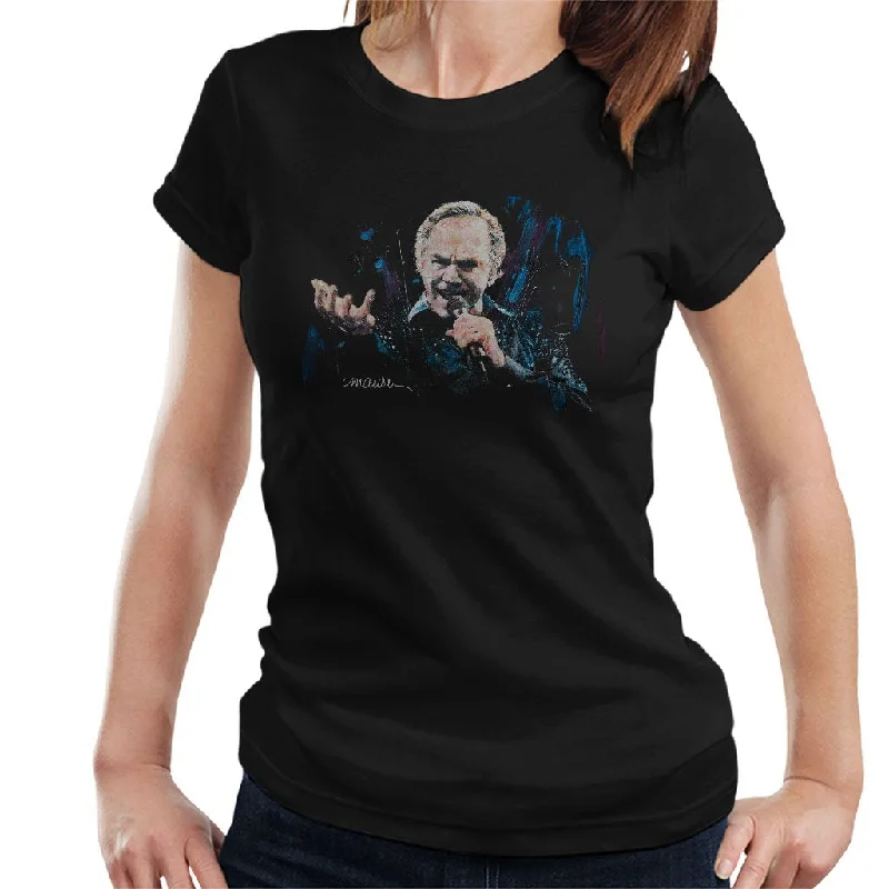 Sidney Maurer Original Portrait Of Neil Diamond Singing Women's T-Shirt Solid Print Embellished Sidney Maurer Original Portrait Of Neil Diamond Singing Women's T-Shirt Solid Print Embellished