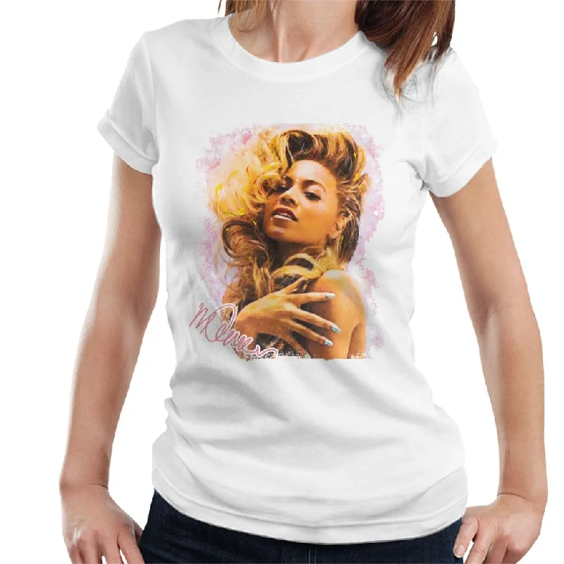 Sidney Maurer Original Portrait Of Singer Beyonce Shiny Nails Women's T-Shirt Wool Fabric Cashmere Fabric Tweed Fabric Sidney Maurer Original Portrait Of Singer Beyonce Shiny Nails Women's T-Shirt Wool Fabric Cashmere Fabric Tweed Fabric