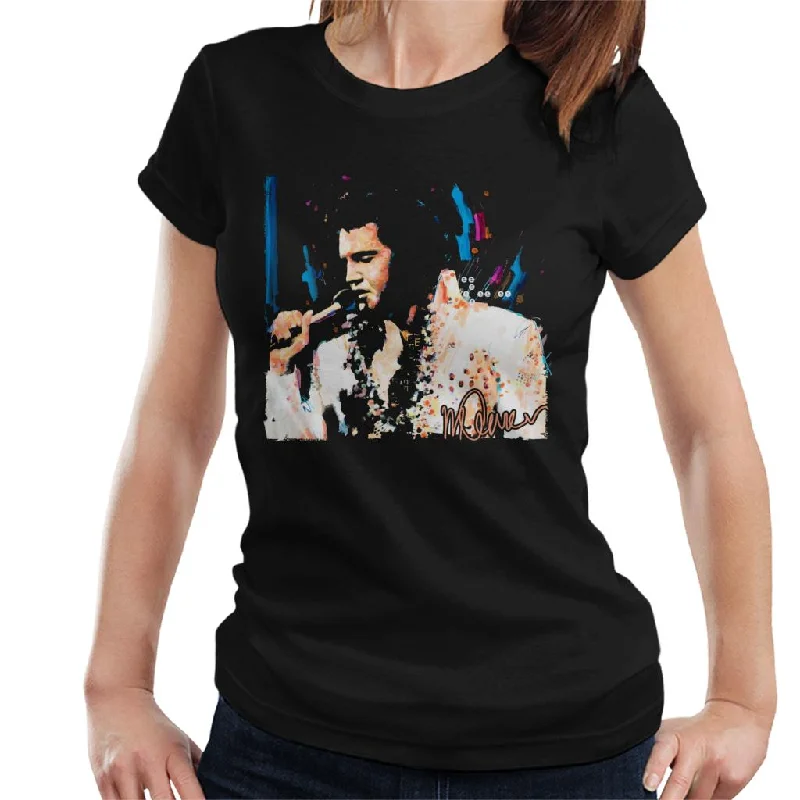 Sidney Maurer Original Portrait Of Singer Elvis Presley Women's T-Shirt Print Jacquard Patchwork Sidney Maurer Original Portrait Of Singer Elvis Presley Women's T-Shirt Print Jacquard Patchwork