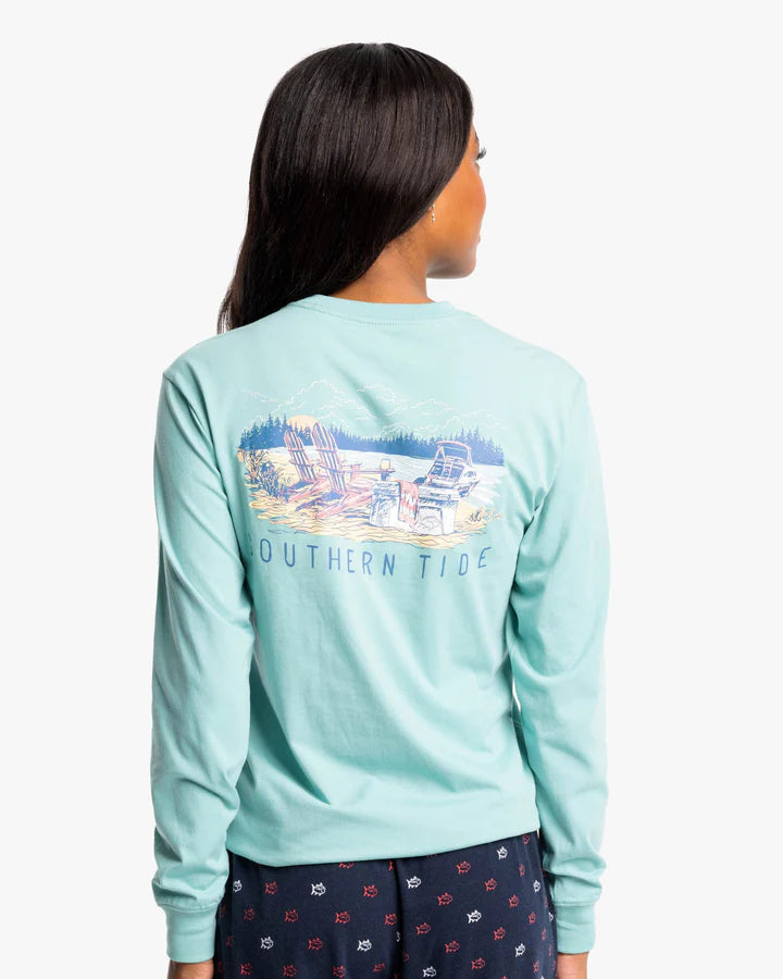 Southern Tide Lakeside Picnic Long Sleeve T-Shirt Agate Green Thin T-Shirt Open Front Quick Dry Southern Tide Lakeside Picnic Long Sleeve T-Shirt Agate Green Thin T-Shirt Open Front Quick Dry