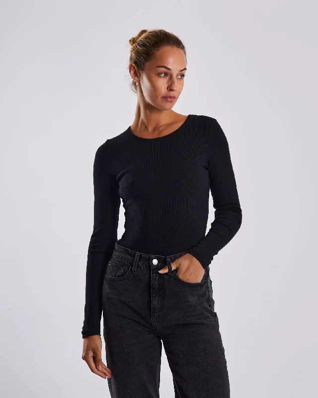 Britta Bodysuit Black Comfortable Stretch-Fit Bodysuit