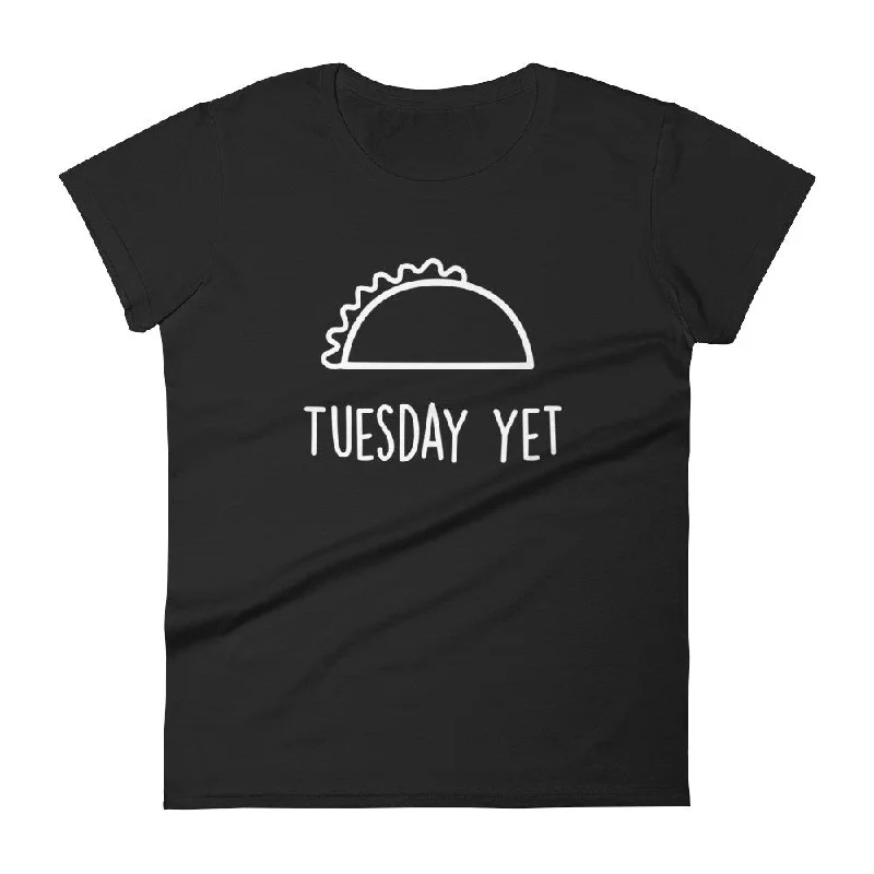 Taco Tuesday Yet: Black Ladies T-Shirt Print Jacquard Patchwork