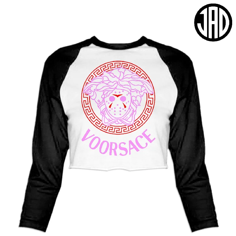Voorsace V4 - Women's Cropped Baseball Tee Collared Crew Neck Turtle Neck