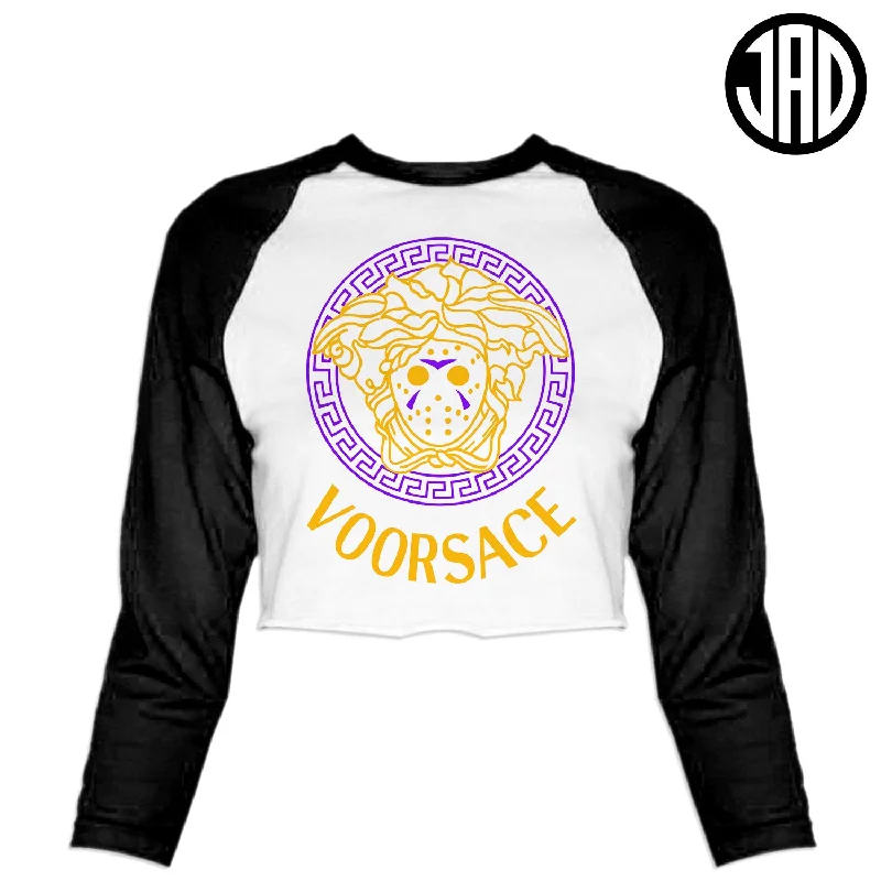 Voorsace V5 - Women's Cropped Baseball Tee Rayon Fabric Velvet Fabric Corduroy Fabric