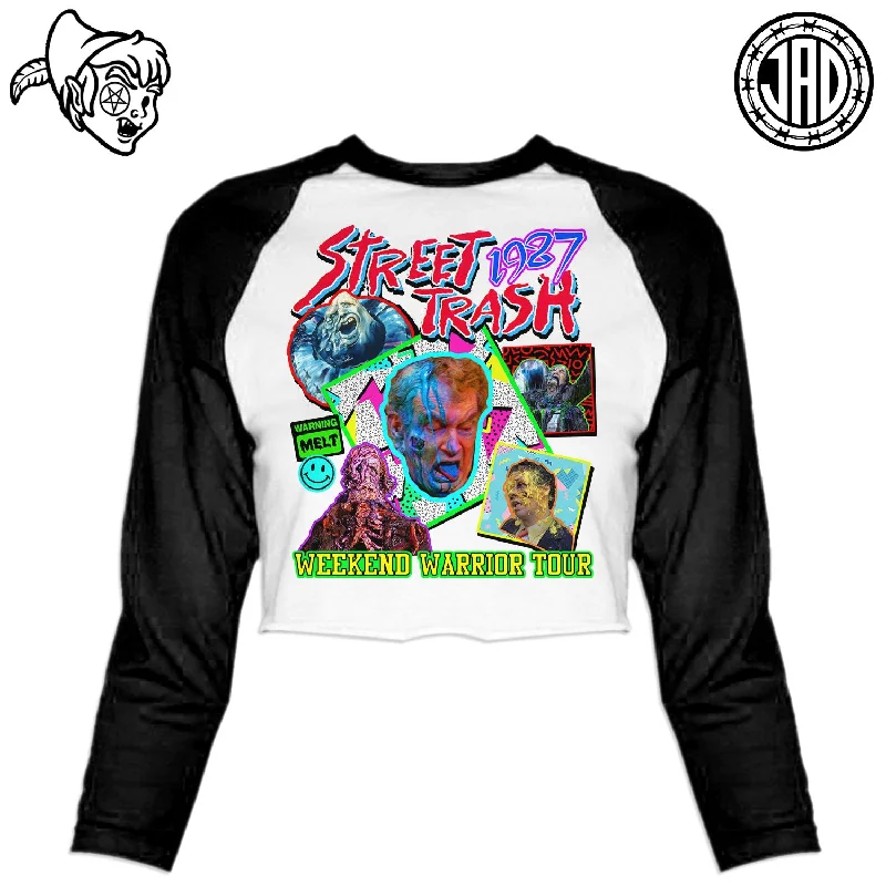 Weekend Warrior Tour 1987 - Women's Cropped Baseball Tee Collared Crew Neck Turtle Neck
