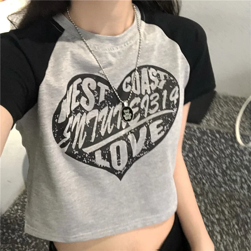 Women T-shirt Y2k Crop Top Summer Sexy Long Sleeve Print Letter Ribbed T-Shirt High Neck Heavyweight Women T-shirt Y2k Crop Top Summer Sexy Long Sleeve Print Letter Ribbed T-Shirt High Neck Heavyweight