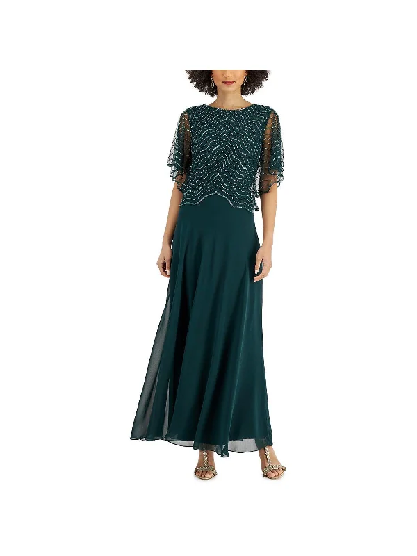 Womens Beaded Sequined Evening Dress Tunics Velvet soft