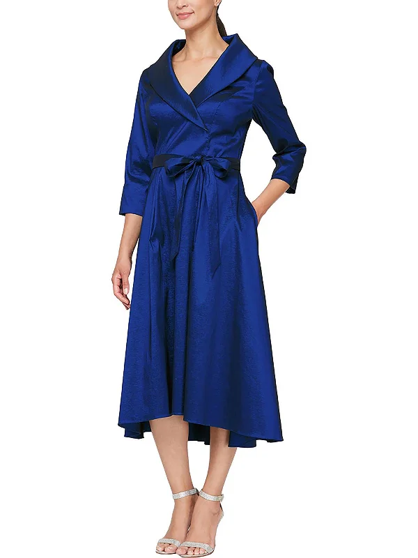 Womens Collared Midi Evening Dress Tunics Versatile functional