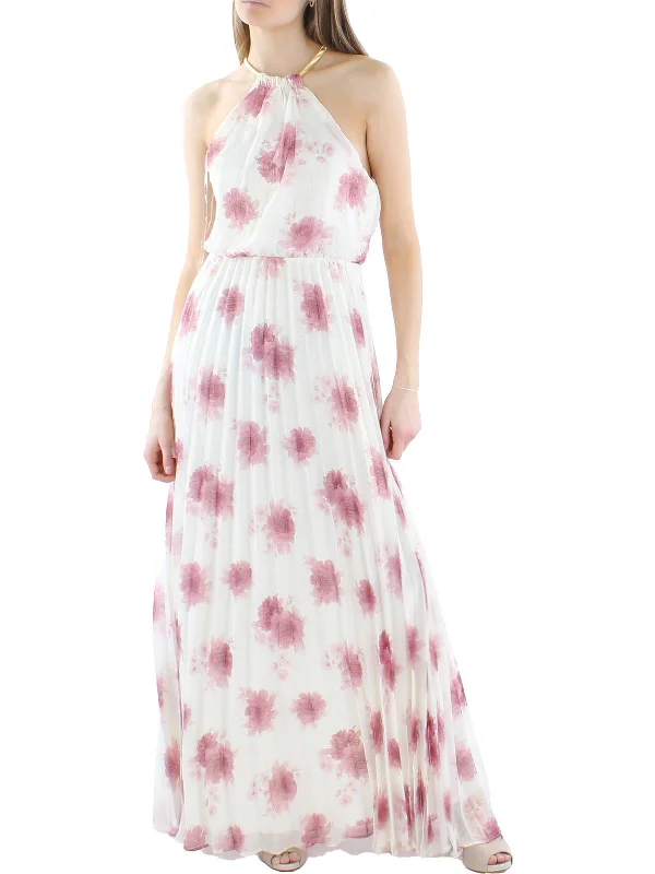 Womens Floral Print Maxi Evening Dress A-Line Day Work